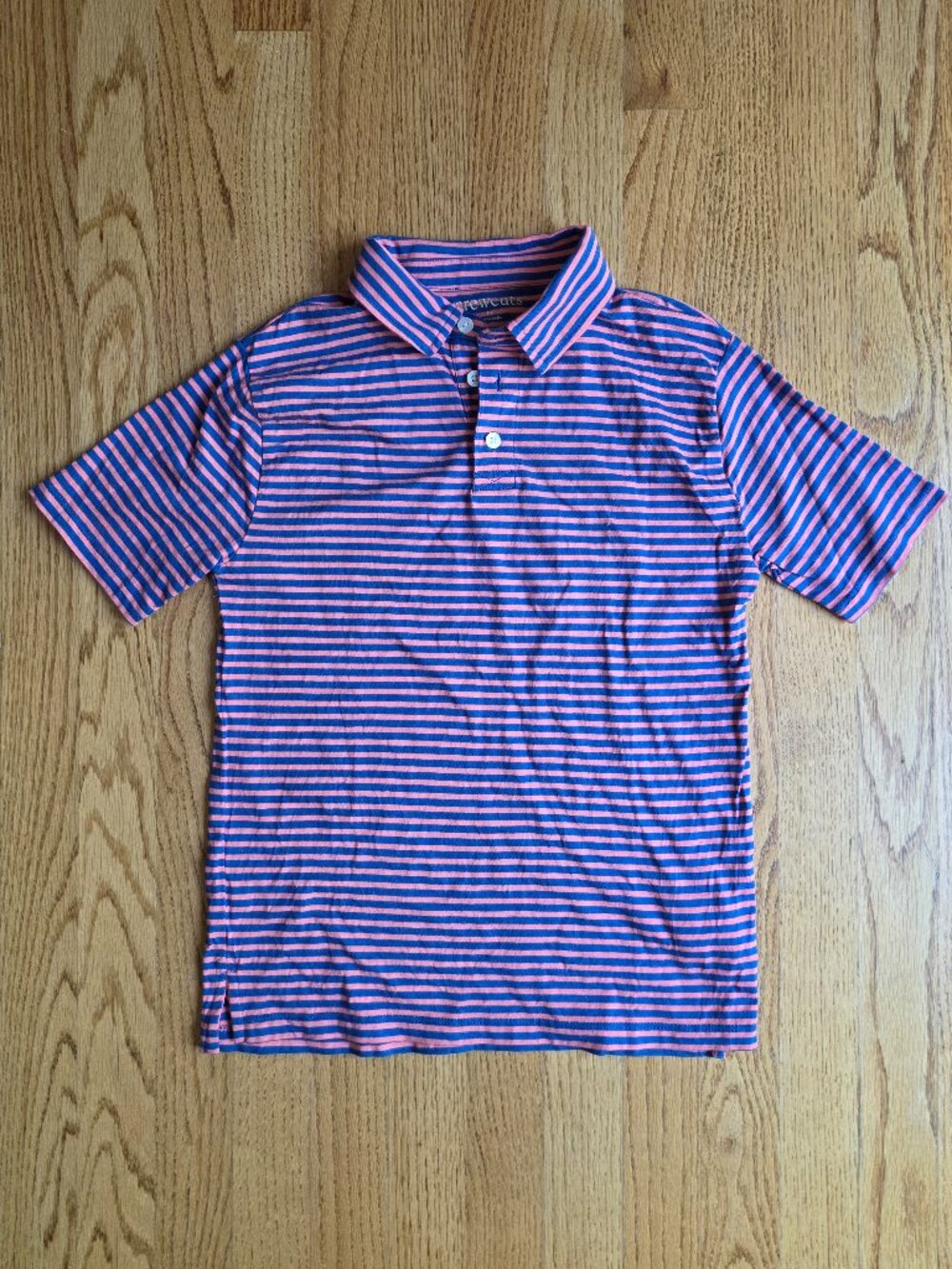 J Crew Boys Striped Short Sleeve Polo Shirt Blue Pink Size Large